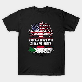 American Grown with Sudanese Roots USA Flag T-Shirt